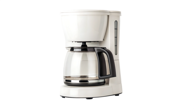 White Drip Coffee Maker with Glass Carafe