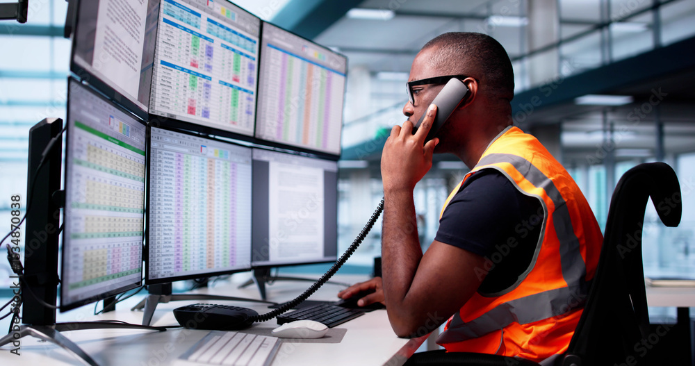 Poster the alert operator: a man assisting emergency calls
