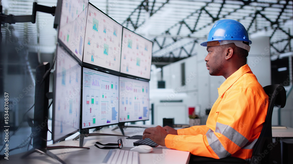 Poster Maintenance Engineer Troubleshooting SCADA System In Modern Factory Facility