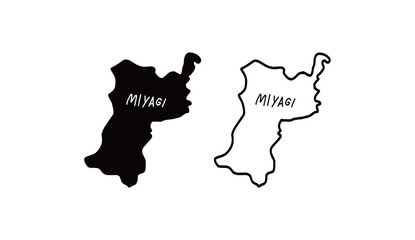 シンプルな宮城県の地図の手書きベクターイラスト2