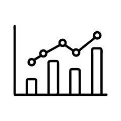Bar Chart and Line Graph Icon &ndash; Minimalist Black Outline Symbol for Business Analytics, Data Visualization, and Financial Statistics Reporting