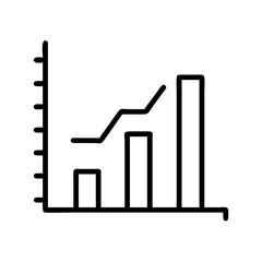 Bar Chart and Line Graph Icon &ndash; Minimalist Black Outline Symbol for Business Analytics, Data Visualization, and Financial Statistics Reporting