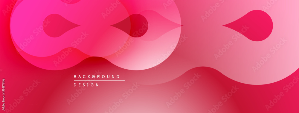 Poster Abstract pink background. Overlapping shapes create fluid, modern design. Gradient hues offer visual depth, smooth transitions.