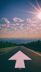 Inspiring upward road journey at sunrise