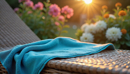 Wet towel on a sun lounger