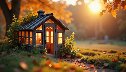 Small greenhouse with open door