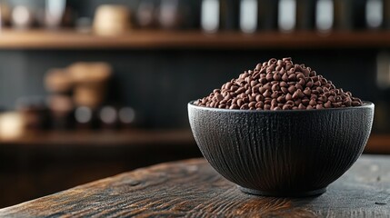 Dark chocolate cereal in a bowl