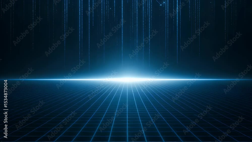 Poster digital grid landscape with light source