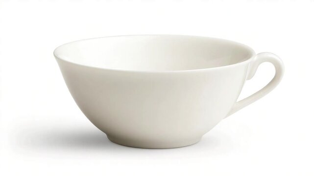 Elegant white porcelain cup on a minimalist background, showcasing its smooth design and form