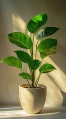 Philodendron Plant in Sunlight: Warm Indoor Ambiance, Home Decor