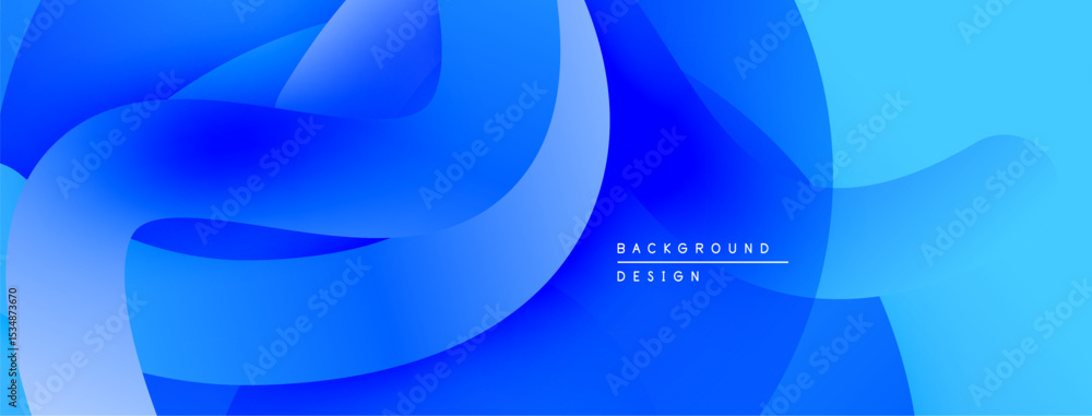 Aufkleber Abstract blue background. Overlapping shapes create dynamic, flowing design. Smooth gradients offer modern aesthetic. Minimalist composition.