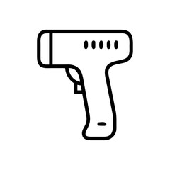 Barcode Scanner Line Icon – Minimalist Black Outline Symbol for Product Scanning, Inventory Management, Retail Checkout, and Point of Sale Systems