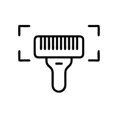 Barcode Scanner Line Icon – Minimalist Black Outline Symbol for Product Scanning, Inventory Management, Retail Checkout, and Point of Sale Systems