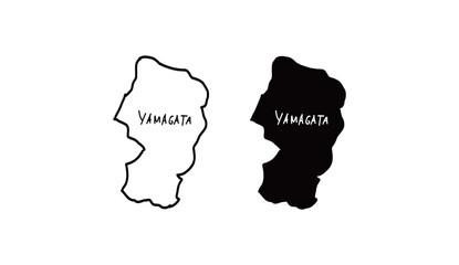 シンプルな山形県の地図の手書きベクターイラスト2
