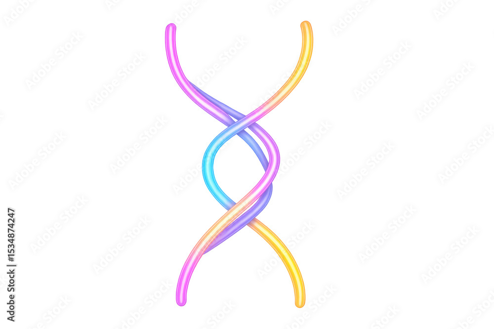 Poster colorful neon tubes intertwining and glowing on a transparent background, creating a vibrant and mod