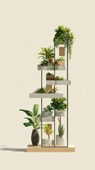 Minimalist Plant Display: Modern Shelving Unit with Plants