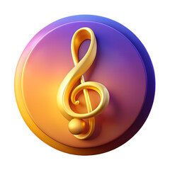 Obraz premium Elegant golden treble clef icon with a vibrant gradient background illustrating musicality and melody in digital design
