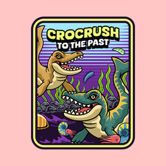 Cute Dakosaurus Dinosaur Aquatic Character Mascot in Cartoon Illustration