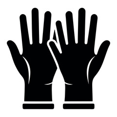 Obraz premium Pair of Black Protective Gloves Icon - Essential Safety, Hygiene, Medical, or Cleaning Gear Vector