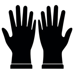 Obraz premium Pair of Protective Gloves Silhouette Icon - Safety, Hygiene, Medical, Cleaning, or Work Gear Vector