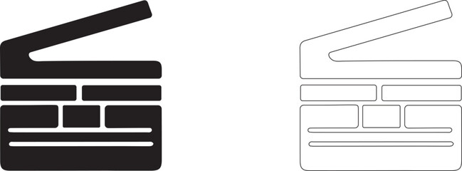 Movie maker icon. Clapperboard vector template.