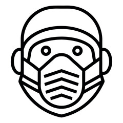 Doctor, Surgeon, or Medical Professional in Face Mask and Cap Icon - Healthcare Worker Protection Vector