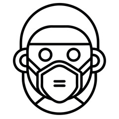 Person Wearing N95 Respirator Mask Icon - Essential Protection for Health, Safety, and Air Quality