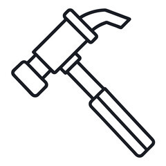 Claw Hammer Outline Icon - Construction, Carpentry, DIY Tools, and Home Renovation Equipment