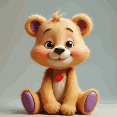 Cute Teddy Bear with Heart - 3D Fluffy Animal Valentine’s Day Vector Illustration