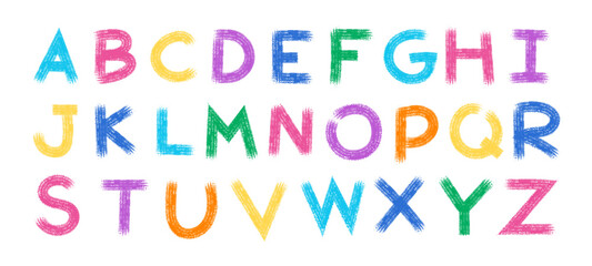 A-Z vector alphabet, hand written with a brush design, letters isolated on white background 