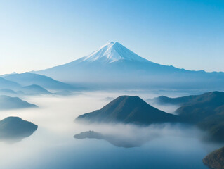 Fototapeta premium Aerial View of Mount Fuji and Surrounding Islands
