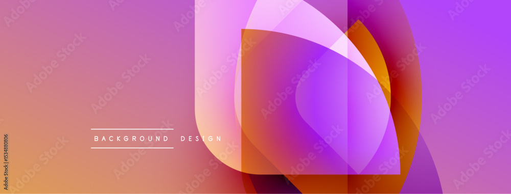 Aufkleber Abstract gradient shapes overlap, creating vibrant visual effect. Warm colors dominate, suggesting modern design elements.