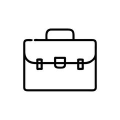 Business Briefcase Line Icon – Minimalist Black Outline Symbol for Office Work, Career, Job Search, Corporate Services, and Professional Tools