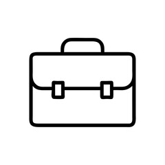 Business Briefcase Line Icon – Minimalist Black Outline Symbol for Office Work, Career, Job Search, Corporate Services, and Professional Tools