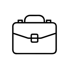 Business Briefcase Line Icon – Minimalist Black Outline Symbol for Office Work, Career, Job Search, Corporate Services, and Professional Tools