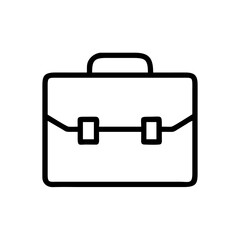 Business Briefcase Line Icon – Minimalist Black Outline Symbol for Office Work, Career, Job Search, Corporate Services, and Professional Tools