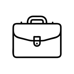 Business Briefcase Line Icon – Minimalist Black Outline Symbol for Office Work, Career, Job Search, Corporate Services, and Professional Tools