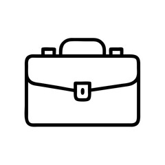 Business Briefcase Line Icon – Minimalist Black Outline Symbol for Office Work, Career, Job Search, Corporate Services, and Professional Tools