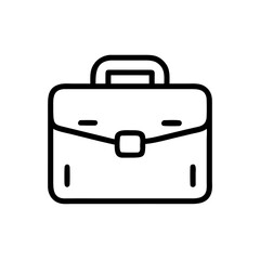 Business Briefcase Line Icon – Minimalist Black Outline Symbol for Office Work, Career, Job Search, Corporate Services, and Professional Tools
