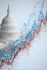 Model of a capitol building with data visualization.