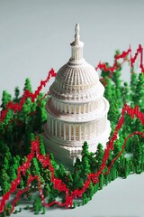 Capitol building amidst a fluctuating market.