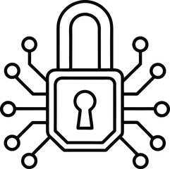Digital payment icon Vector Line art illustration Digital Lock Icon with Circuit Connections