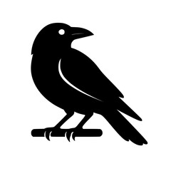Fototapeta premium bird vector on a branch,crow on a branch,vector illustration of a bird