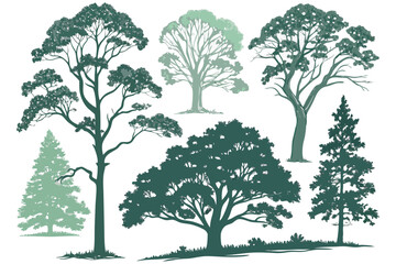 "Silhouettes of Trees: Nature-Inspired Vector Set"