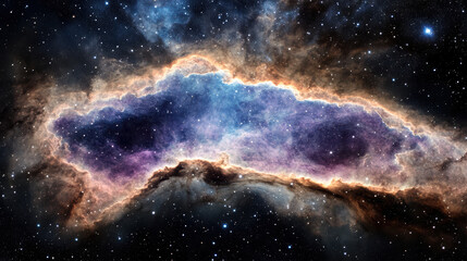 Fototapeta premium Radiant nebula cloud expanding through starry cosmos, showcasing vibrant colors and depth