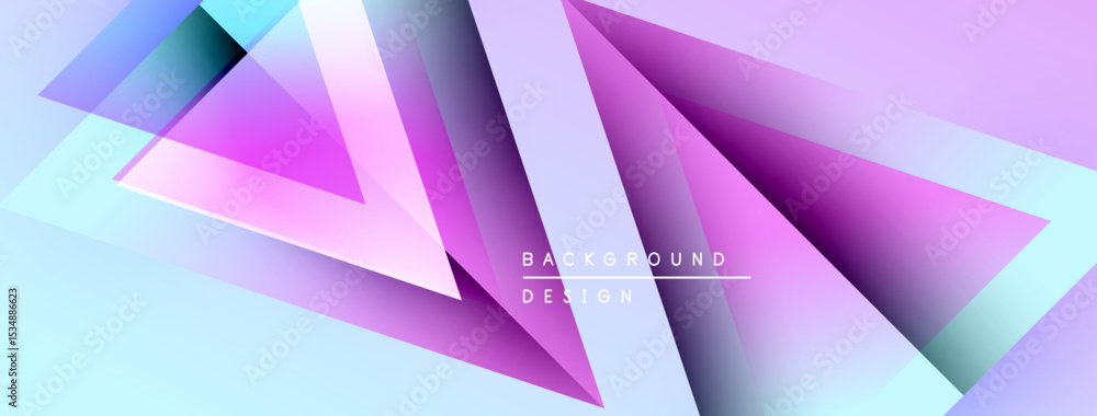 Poster Abstract geometric shapes overlap, creating vibrant purple, blue gradients. Background features text background design. Modern, stylish visual composition.