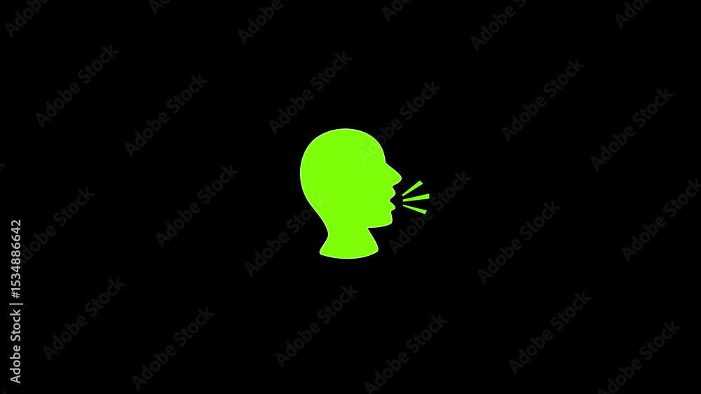 Poster voice control icon. speak or talk recognition icon animation. sound commander or speech dictator hea