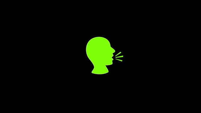 Voice control icon. Speak or talk recognition icon animation. sound commander or speech dictator head icon.