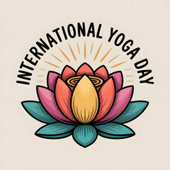 Lotus Flower Vector for International Yoga Day &ndash; Retro Style Spiritual Symbol Design
