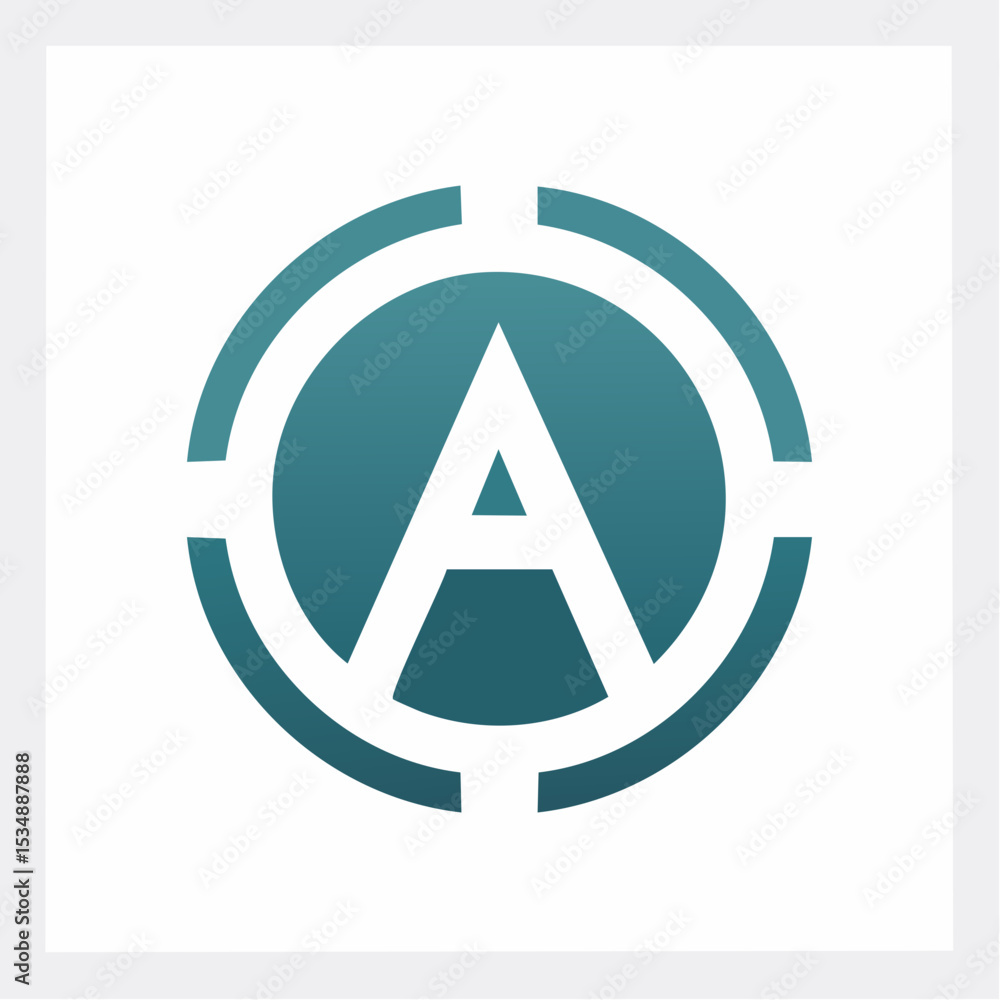 Poster modern abstract logo design featuring a letter a inside a circle with a gradient effect